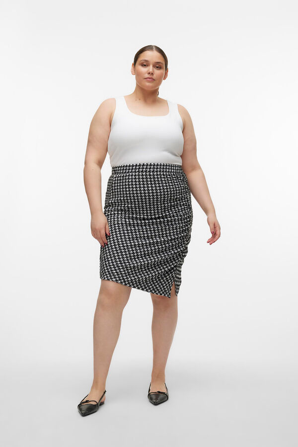 Vero Moda Curve Saia curta pied-de-poule Curve  Preto