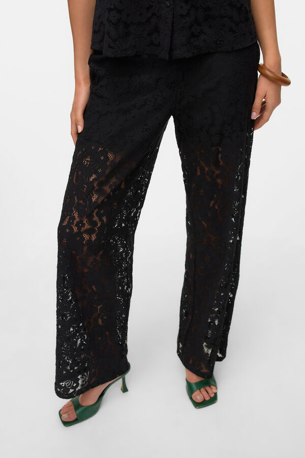 Vero Moda Pantal&oacute;n largo encaje Negro