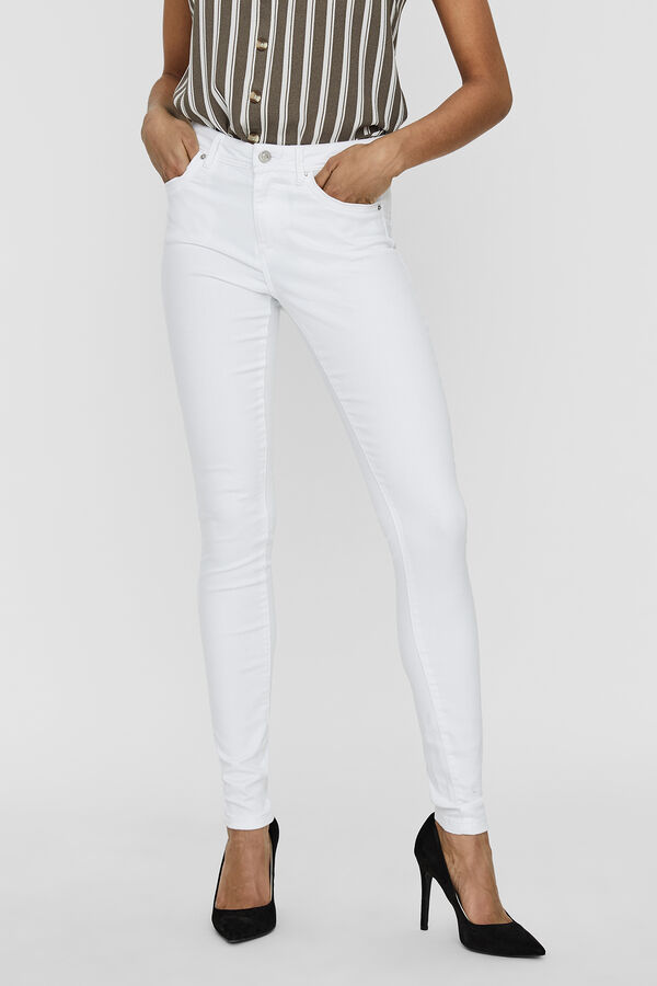 Vero Moda Jeans pitillo tiro alto Blanco