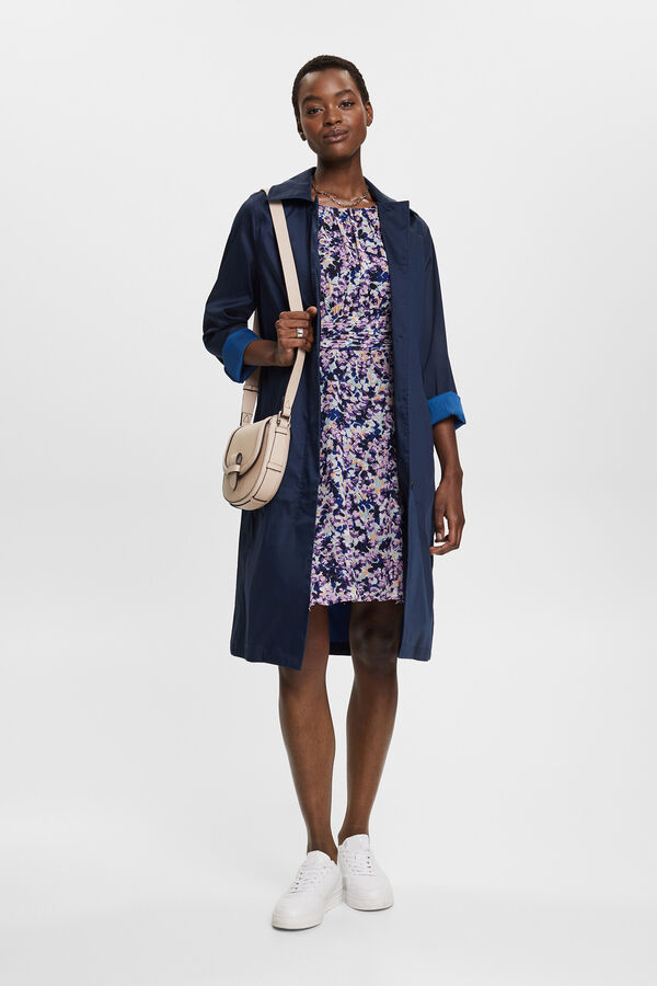 Esprit Vestido corto de gasa con cintura fruncida Multicolor