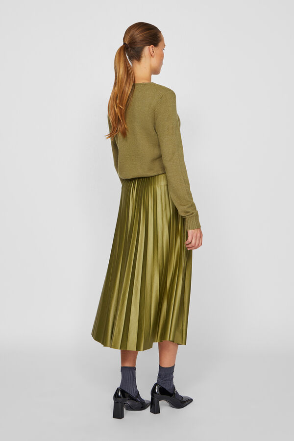 Vila Falda midi plisada Verde oscuro