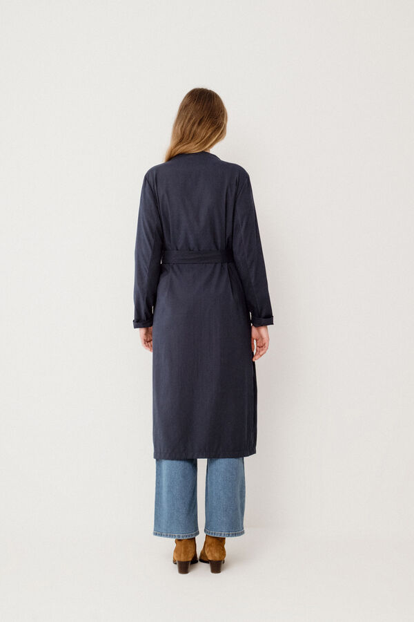 Vila Gabardina larga anudada Azul marino