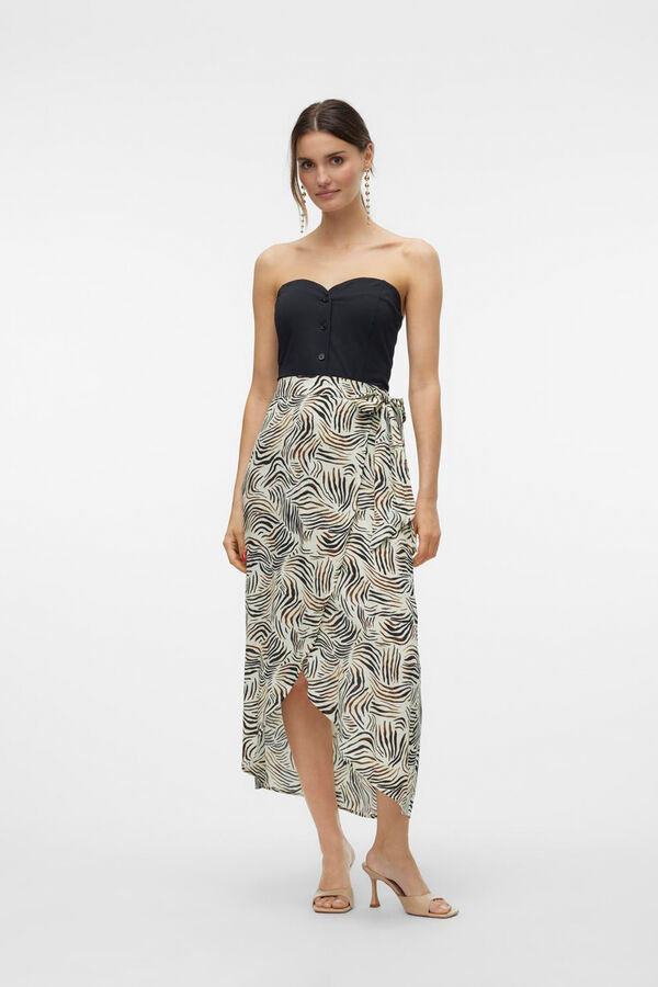 Vero Moda Saia midi cruzada  Cinzento