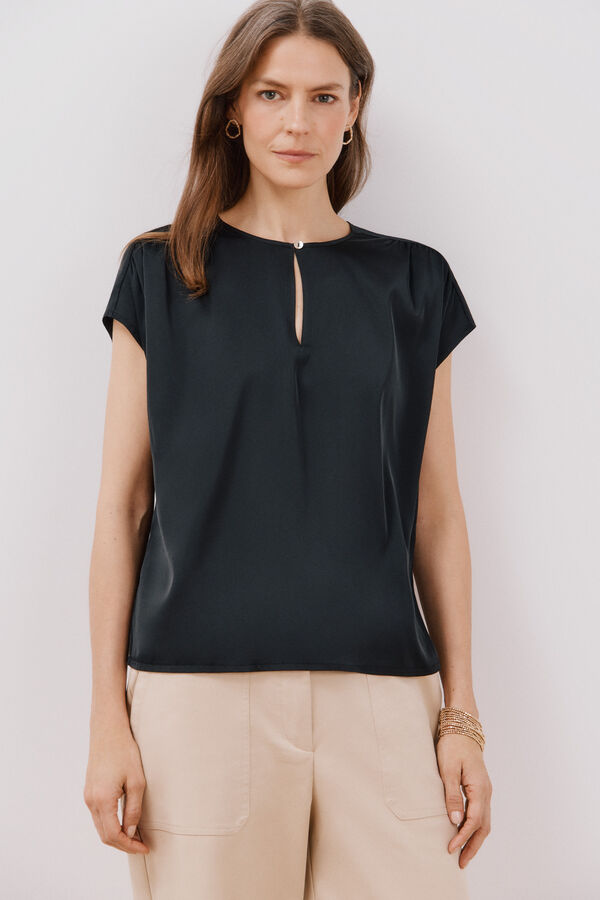 Cortefiel Top combinado acetinado Preto