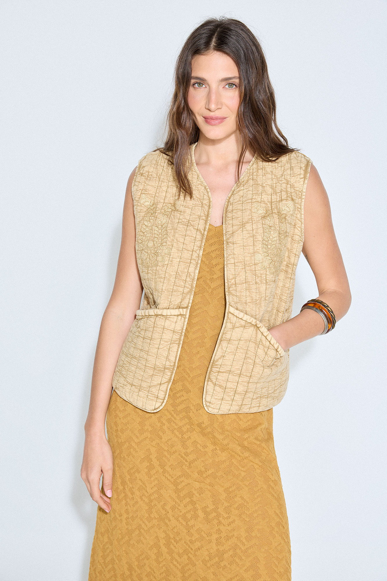 Slowlove Chaleco acolchado estampado