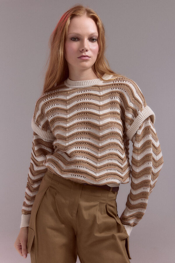 Slowlove Jersey estrcuctura onda bicolor Marfil