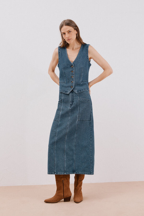 Cortefiel denim Colete Azul