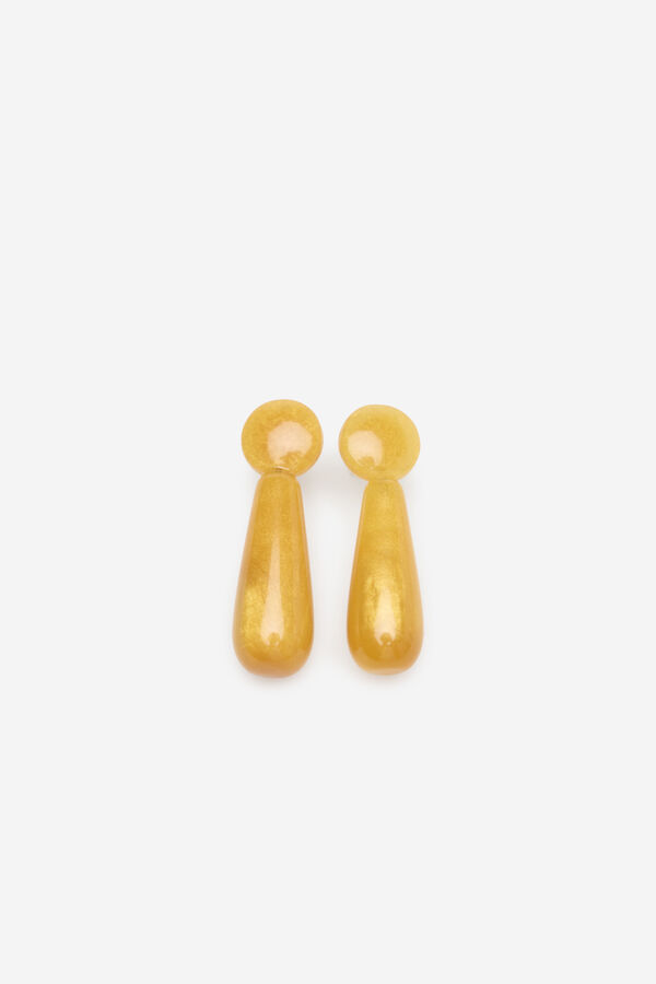 Cortefiel Pendientes l&aacute;grima resina Amarillo