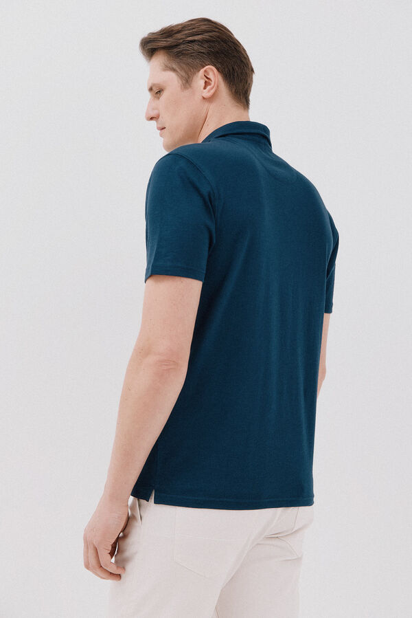 Cortefiel Polo liso slub Azul marino
