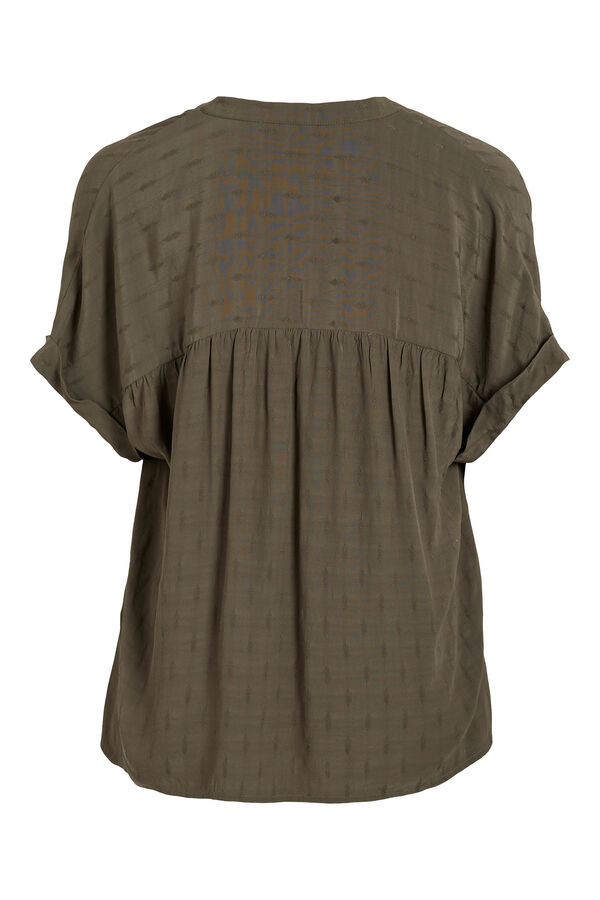 Vila Blusa de manga curta com decote em bico Verde