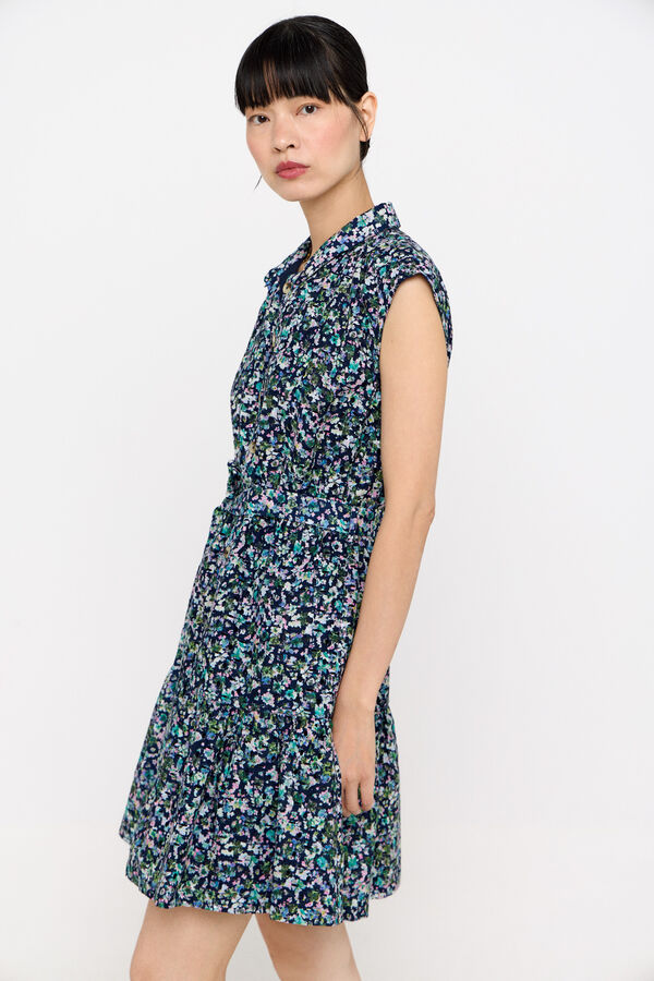 Cortefiel Vestido camisero algod&oacute;n bordado Estampado azul