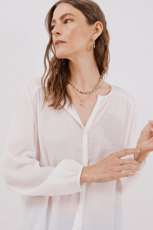 Cortefiel Blusa gola redonda Branco