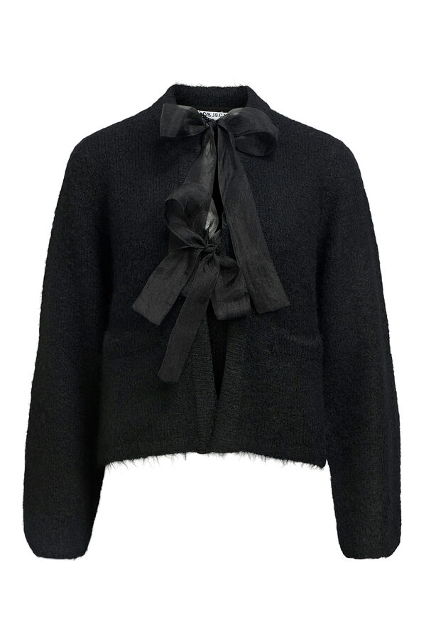 Object Cardigan punto con lazos Negro
