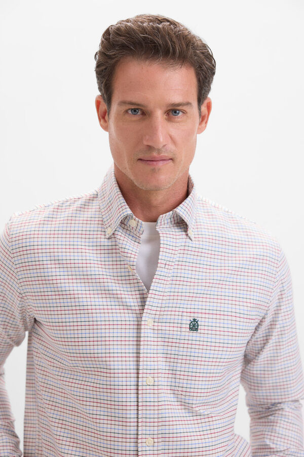 Cortefiel Camisa oxford cuadros Marfil