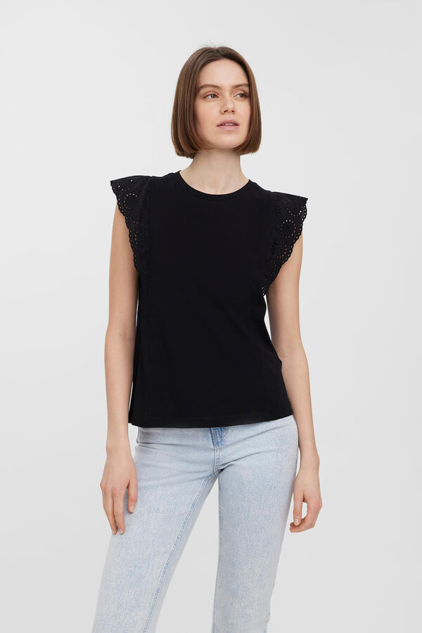 Vero Moda Top sem mangas com gola redonda Preto