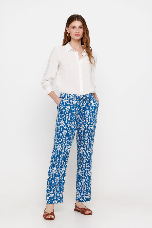 Cortefiel Cal&ccedil;as fluidas estampadas Azul