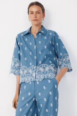 Cortefiel Camisa detalles bordados Azul