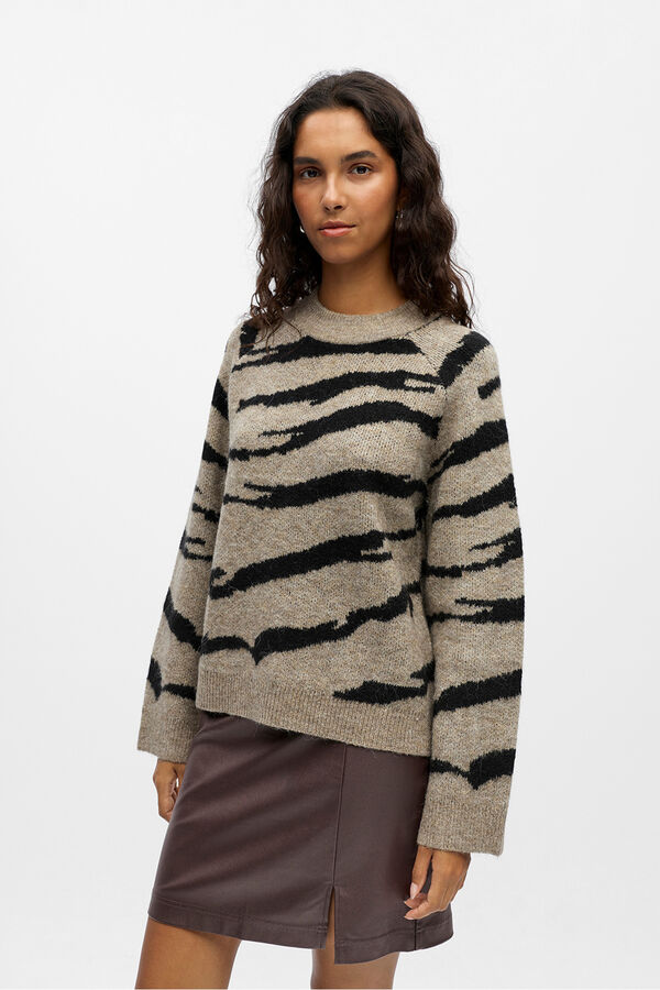 Object Camisola de l&atilde; e alpaca Castanho