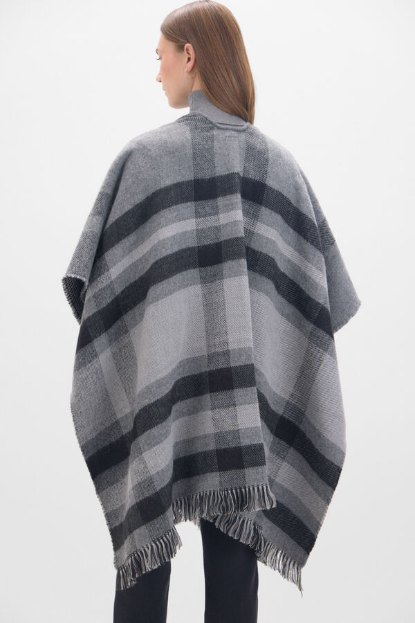 Cortefiel Poncho jacquard revers&iacute;vel Cinzento