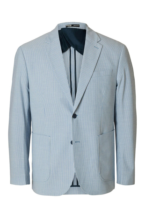 Selected Blazer riscas seersucker Azul