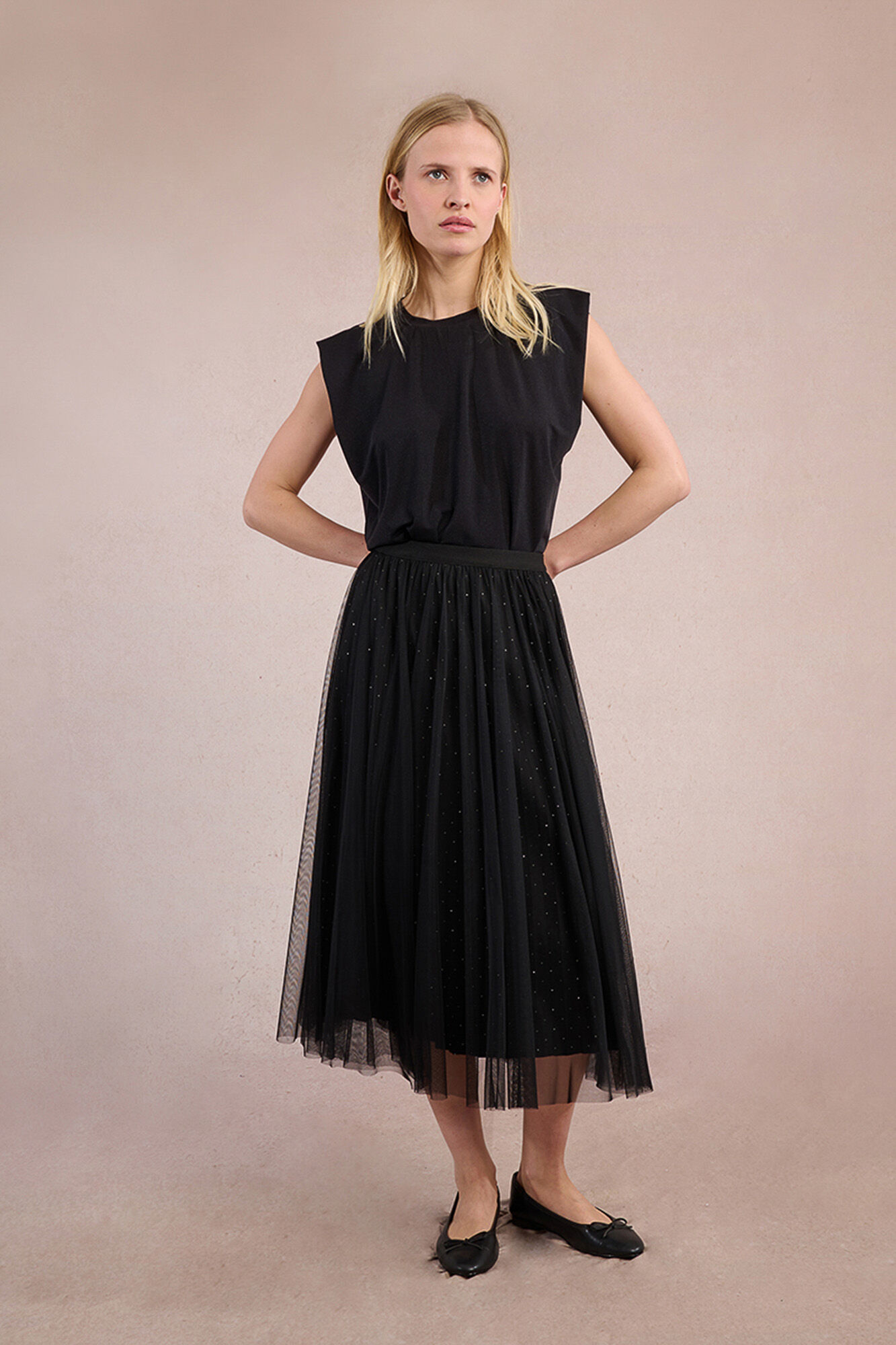 Molly Bracken Saia longa de tule plissada