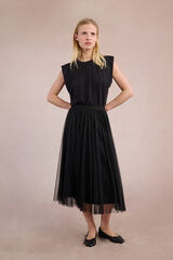 Molly Bracken Saia longa de tule plissada Preto