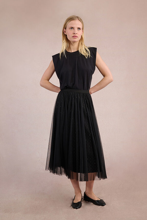 Molly Bracken Saia longa de tule plissada Preto