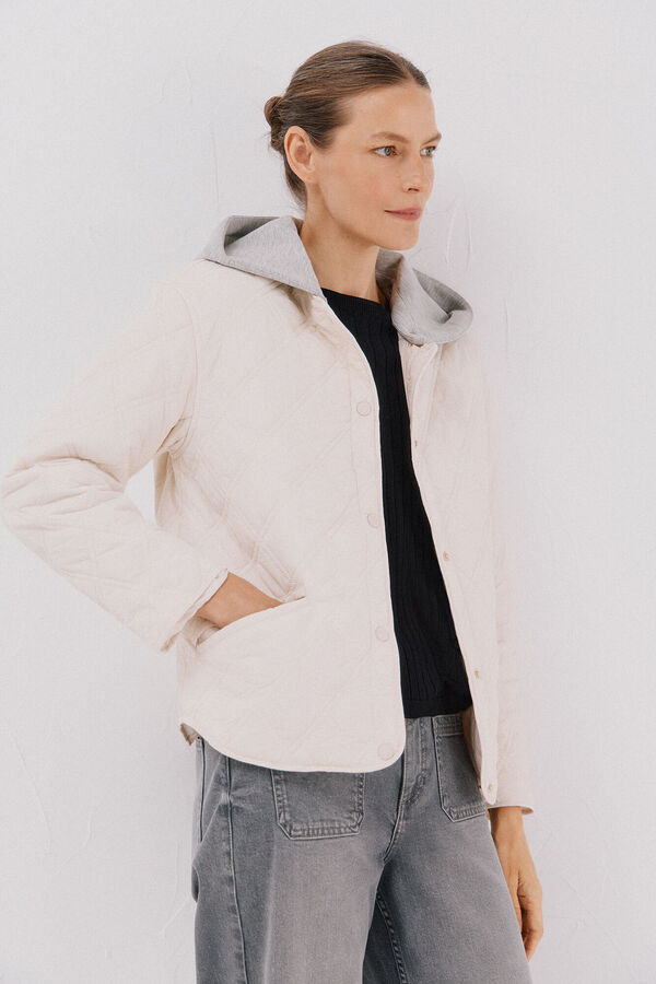Cortefiel sweatshirt curto com capuz Ecru