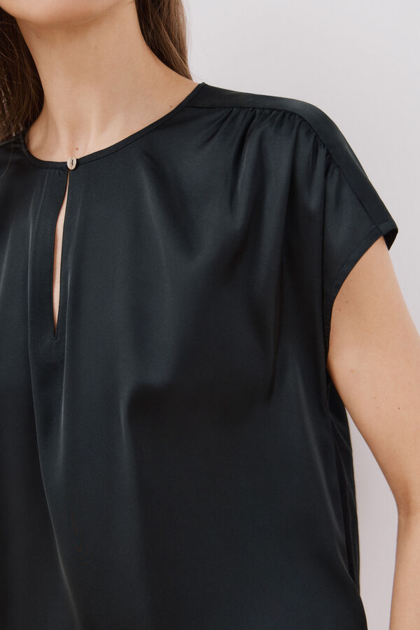 Cortefiel Top combinado acetinado Preto