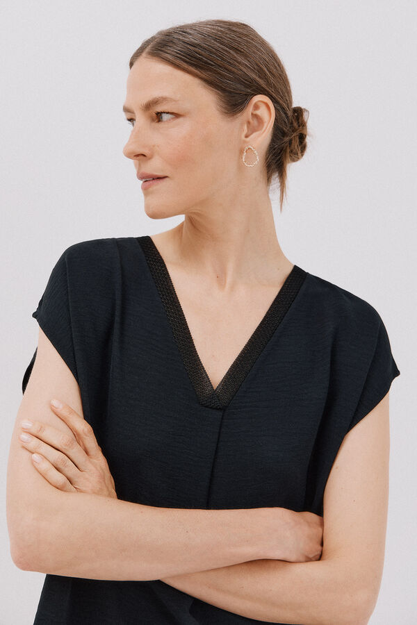 Cortefiel Blusa com detalhe canelado Preto