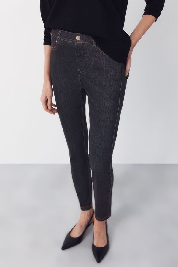 Cortefiel Legging em malha denim Cinzento