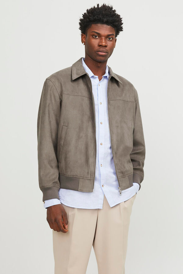 Jack & Jones Casaco bomber com gola de camisa Cinzento