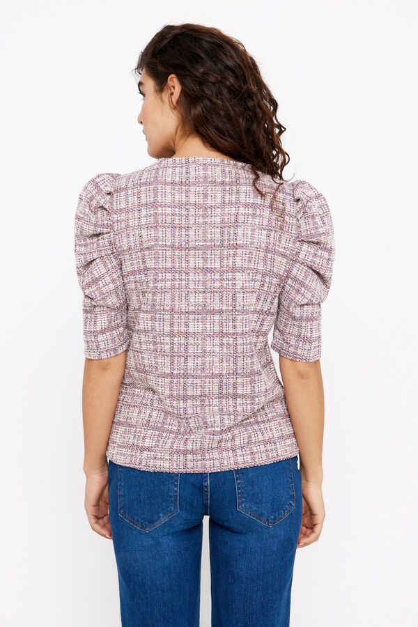 Cortefiel Top de tweed de punto Rosa