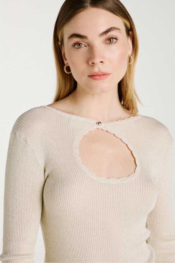 Vila Top de punto reversible con l&uacute;rex Beige