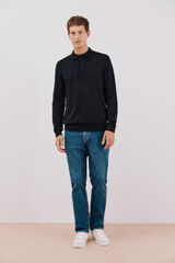 Cortefiel Jersey algod&oacute;n cashmere cuello polo Negro