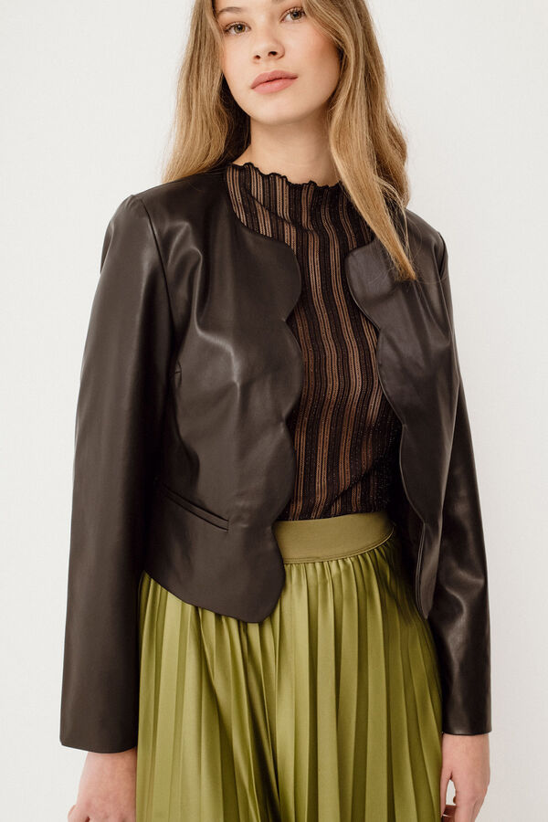 Vila Jaqueta de polipele com ondas Preto