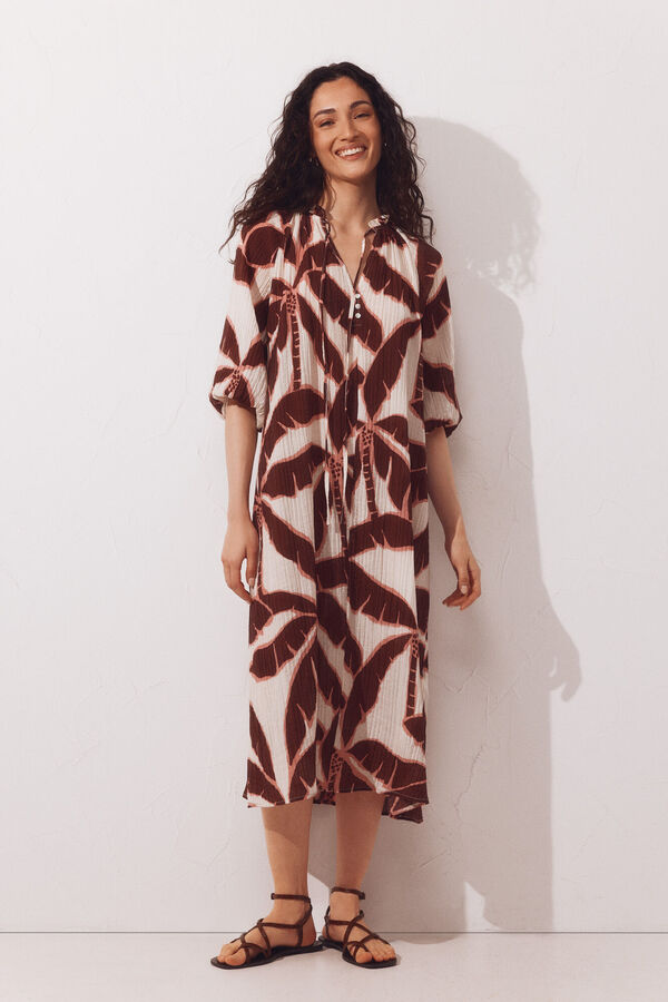 Cortefiel Caftan estampado amplo Vermelho