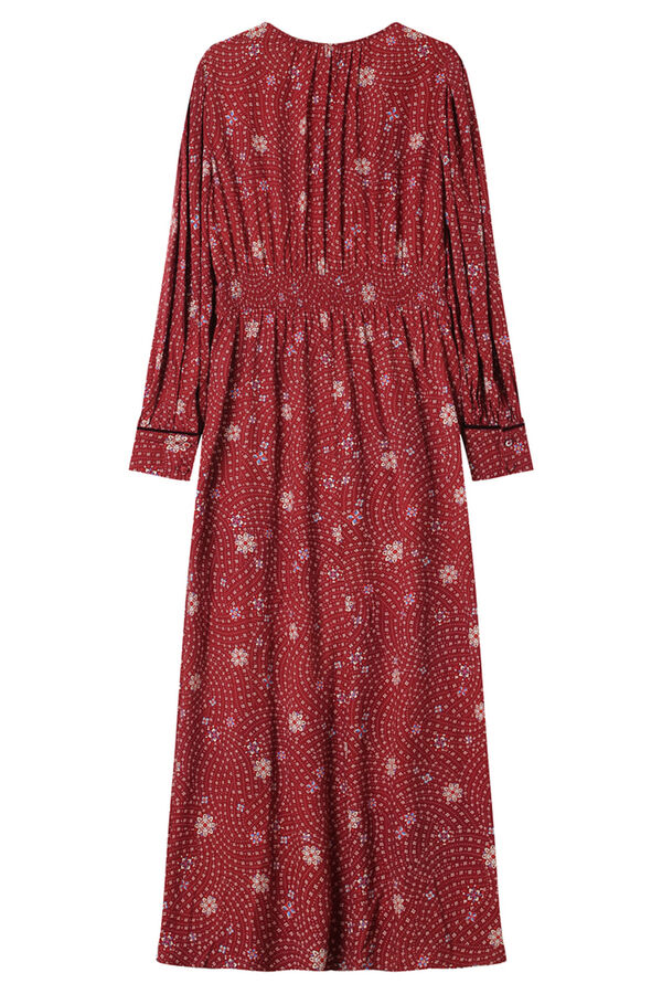 Grace & Mila Vestido longo com decote em V e estampado floral Vermelho