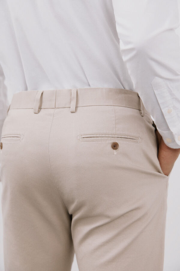 Cortefiel Pantal&oacute;n algod&oacute;n y lino Beige
