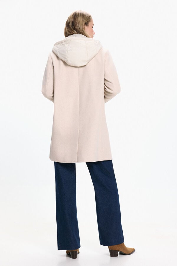 Vero Moda Abrigo largo de pa&ntilde;o con forro extraible Beige