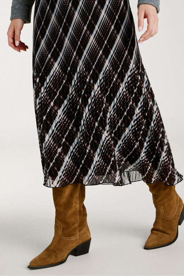 Vila Falda midi de gasa plisada Negro