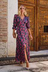 Pol&iacute;n Et Moi Vestido largo estampado Estampado verde