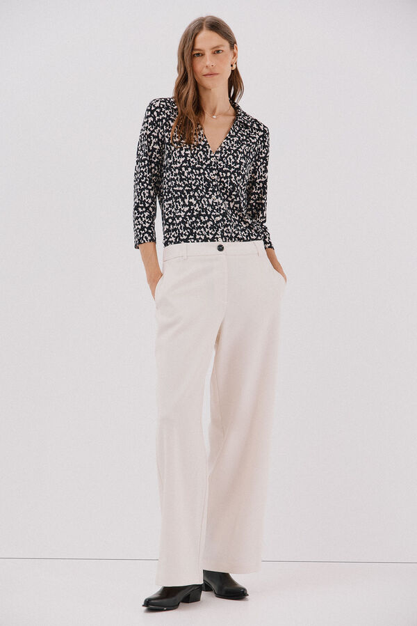 Cortefiel Camisa el&aacute;stica botones Estampado gris