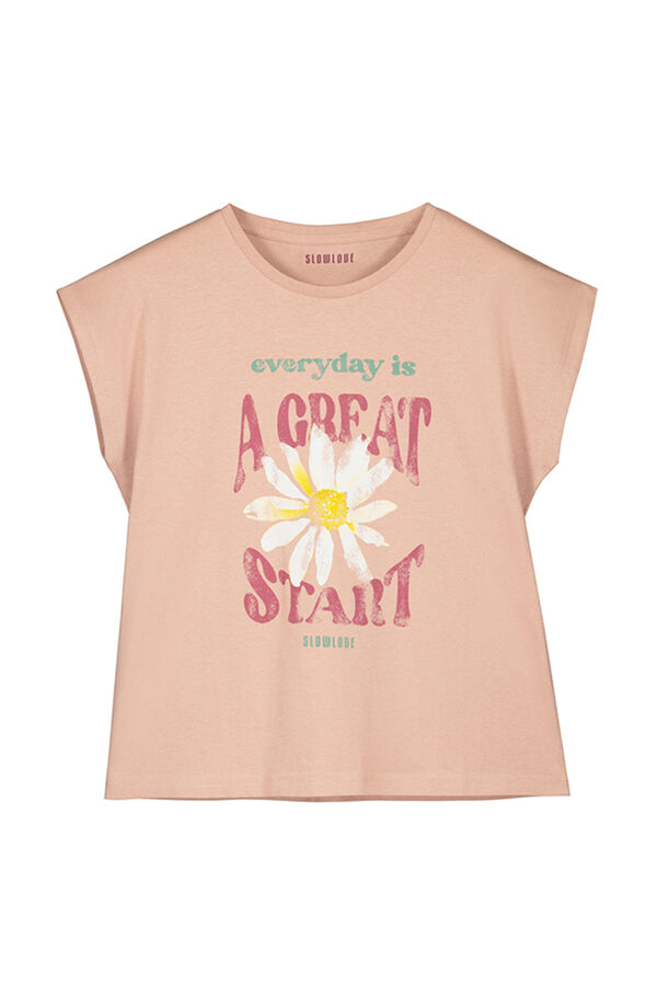 Cortefiel Camiseta oversize con gráfico posicionado Rosa