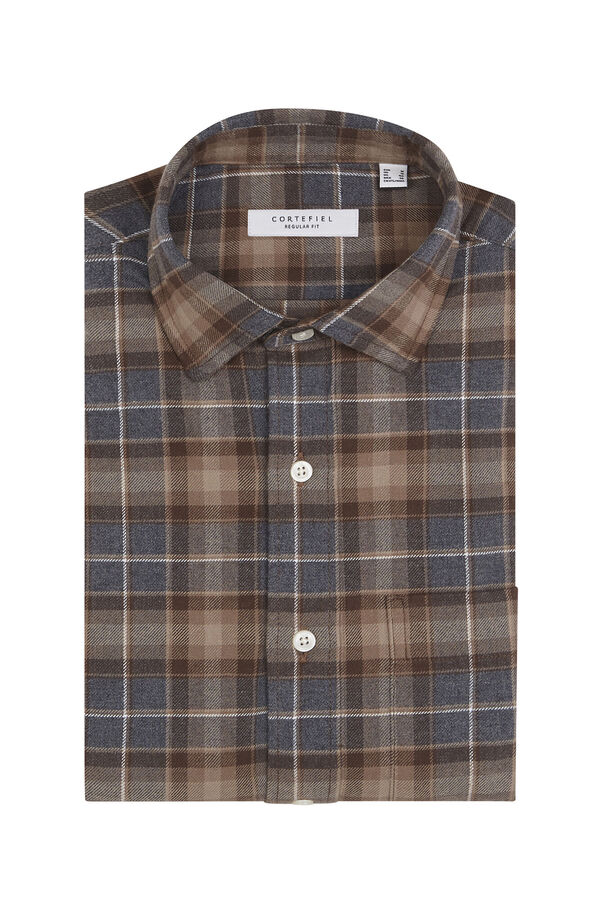 Cortefiel Camisa franela cuadros Camel
