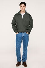 Selected Sweatshirt 100% algod&atilde;o org&acirc;nico com meia fecho-&eacute;clair  Verde