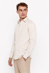 Cortefiel Camisa twill lisa Beige