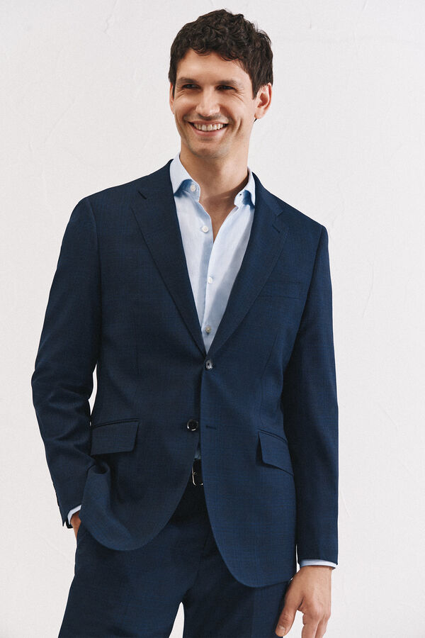 Cortefiel Blazer xadrez azul slim fit Azul