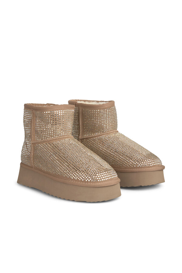 Alma en Pena Bot&iacute;n de pelo con pedrer&iacute;a Beige