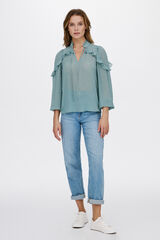 Vila Blusa manga larga plumeti Gris